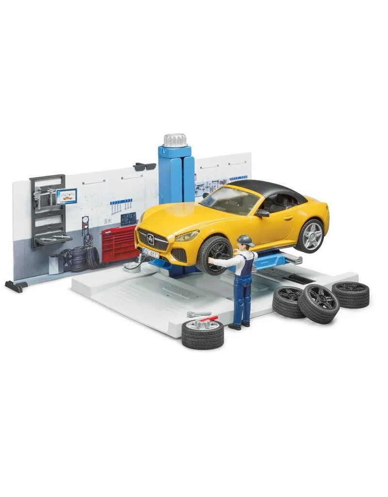 Bruder 62110 Autowerkplaats-met-roadster 4 Bruder 62110 Autowerkplaats-met-roadster - Afbeelding 2