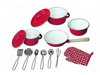 Pannenset Emaille Rood 13-delig 3 Pannenset Emaille Rood 13-delig
