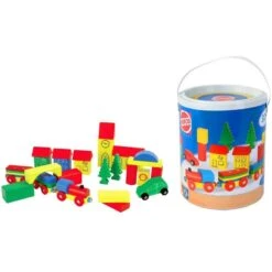 Blokkenset HEROS Combi-speelbox 32-delig -Kinderwereld Verkoop houten blokken combi in ton heros 27181 2