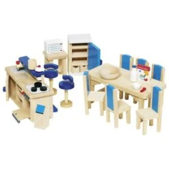 Meubelset Leefkeuken III -Kinderwereld Verkoop houten poppenhuis meubel set keuken goki 51907 1 1