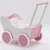 Houten Poppenwagen Pink 2 Houten Poppenwagen Pink -Kinderwereld Verkoop houten poppenwagen rose wit recised