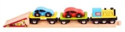 BigJigs BJT199 Houten Trein Autotransport -Kinderwereld Verkoop houten trein bigjigs auto transporter bjt199 1