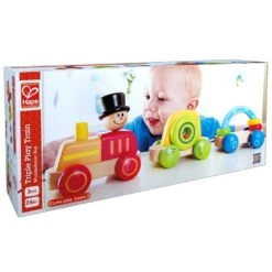 Houten Trein – Hape Triple Play Train -Kinderwereld Verkoop houten trektrein hape e0431 triple play train 2
