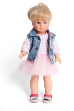 Kledingset Jurk Rose Met Spijkerjack Mt. 35 – 45 Cm. -Kinderwereld Verkoop kledingset pop heless 550 2550 1 1