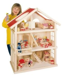 Poppenhuis Met 3 Verdiepingen -Kinderwereld Verkoop poppenhuis 3 etages goki 51957 1 1