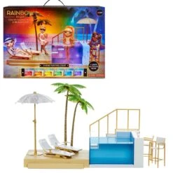Rainbow High Poppen Color Change Pool And Beach Club Set -Kinderwereld Verkoop rainbow high color change pool and beach club set