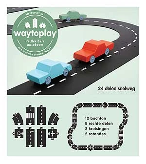 WayToPlay Highway Snelweg Rubber Flexibele Autobaan 24-dlg 3 WayToPlay Highway Snelweg Rubber Flexibele Autobaan 24-dlg
