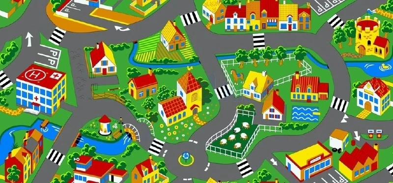 Speelkleed Little Village Speeltapijt 95×200 Cm Speelmat 3 Speelkleed Little Village Speeltapijt 95×200 Cm Speelmat